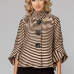 Joseph Ribkoff  Black/Sand Striped LDS Jacket Style 191917H Size 4 Photo 0