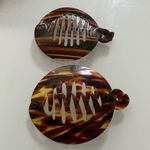 2 Vintage French Circle Cincher Ponytail Holder Hair Comb Brown Photo 2