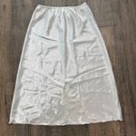 Natori White Satin Embroidered Hem Half Slip Lingerie Skirt Sheer Trim Small Photo 1