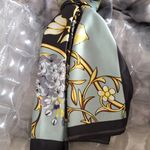 Moda  Floral Scarf Black Mint Gold White Photo 0