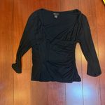 Grace Elements  Black Long Sleeve Ruched Top Size Large Photo 2