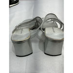 Croft & Barrow Womans Promptly Slip On Sandals 8 M Silver Strappy Open Toe Heel Photo 4