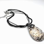 Chico's Chico’s marbled rhinestone beaded corded layered silvertone necklace pendant Photo 1