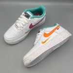 Nike Air Force 1 LV8 GS Big Girl 7Y Casual Shoes White/Safety Orange \Women #8.5 Photo 3