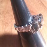 Brazilian Smokey Quartz Three Stone Stainless Steel Ring (Size 7) Photo 15