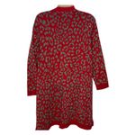 Kasper  Open Front Tunic Cardigan Sweater Size 1X Red Silver Metallic Leopard Photo 1