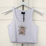 White Fox Boutique NWT  Angel Eyes Crop Tank Top Ribbed Cherub White Size Large Photo 1