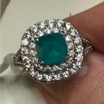 Ring Bomb Party Sz 7RBP Halo W/Green Ice Crystal Rhodium P Costume Jewelry Silver Photo 6
