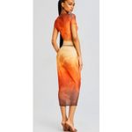 New! SER.O.YA NIA MESH MIDI Skirt in Sunset Palm sz Small $248 Orange Photo 5