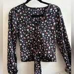 Abercrombie & Fitch Silky Flower Print Tie Front Blouse XS boho workwear Photo 0