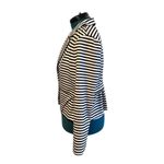 Elle Black and White Striped Cropped Peplum Blazer Photo 3