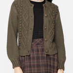 Disturbia Nerthus Pom Pom Cable Knit Cardigan Sz XL in Green Chunky Photo 0