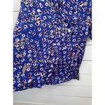 Open Edit  Womens Button Up Shirt Blue Multi Abstract Cuffed Sleeve Print Size XS Photo 4