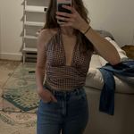 Princess Polly Checkered Top Silk  Photo 1