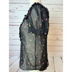 Modcloth  Blouse Prairie‎ Shirt Short Sleeve Sheer Button Front Puff Sleeve Small Photo 3