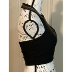 WILDCAT Black Cage Front High Neck Backless Crop Top w/ Gold Chain Detailing Sm Photo 3