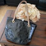 Michael Kors Jet Set Black Patent Leather Logo Tote Bag Purse Photo 1