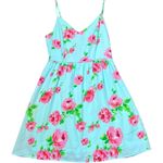 Bo Bel Dress Womens Small Aqua Blue Floral Bow Back Sleeveless Fit Flare Summer Photo 0