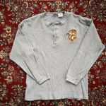 Vtg 90s The Disney Tigger Waffle Knit Henley Shirt Large Long Sleeve Gray Photo 0