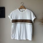 Brunello Cucinelli White Stripe Patterned Crewneck Short Sleeve T-Shirt Size M Photo 1
