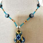 Beaded blue frog pendant necklace Photo 0
