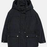ZARA NWT Black Hooded Parka Jacket SZ-Large Photo 3