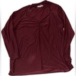 Eye Candy 💙 NWOT Deep Red Ruched V Neck Keyhole Blouse Photo 0