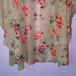 Live 4 Truth 3X Kimono Chiffon Cream Open Front Cardigan Pink Floral Photo 6