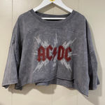 AC/DC  Vintage Washed Gray Cropped Sweatshirt Women’s Large Photo 0