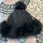 Ski Lodge Winter Cap Faux Fur Trim Acrylic Hat Black Glam Photo 0