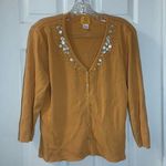 Ruby Rd . Orange V Neck Button Front 3/4 Sleeve Cardigan L Photo 0