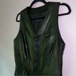 Ralph Lauren  Size 8 Genuine Leather Dress Black Midi Sheath Button Pockets Photo 1