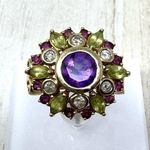 Solid 14K yellow gold gemstone ring, made in India, size ~7 Multiple Photo 0