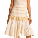 Seventy Y2K Cream and Tan Silk Midi Skirt L White Size L Photo 0