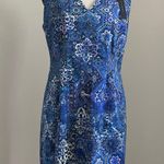 Elie Tahari Emory Dress Size 10 Blue White Bora Bora Multi Sheath Elegant Mature Photo 0