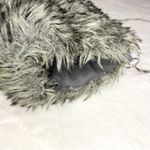 Gray & Black Faux Fur Winter Hand Warmer Chain Strap Fuzzy Plush Hand Muffs Photo 4
