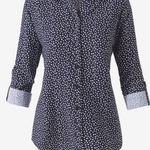 Chico's Chico’s size Small polka dot high low hem split back roll Tab sleeves Photo 0