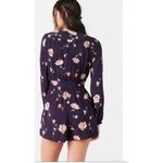Anthropologie NWT Urban Outfitters Ecote Purple Floral Plunge V-Neck Long Sleeve Romper-10 Photo 12