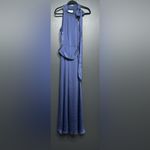 Sachin + Babi NWT Kayla Gown Tie Neck Maxi Crinkle Dress Deep Cobalt 10 Photo 3