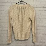 Vintage minimalist British Vogue cream pointelle knit sweater small Tan Photo 6