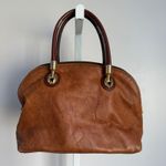 Valentino di Paolo VINTAGE Brown Genuine Leather Dome Satchel Handbag Purse Photo 4