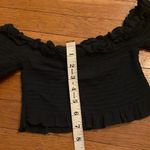 Olivaceous Long Sleeve Shirred Romantic Off the Shoulder Crop Top Photo 4