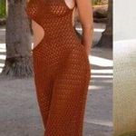 Anthropologie NWT Savannah Morrow Tiva Dress Crochet Knit Maxi Brown Cotton XL Photo 1