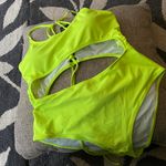 Souqfone Sexy One Piece Monokini Swimsuits Scoop Neck Front Cutout Back Lace Up Photo 3