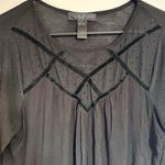 August Silk Black Sheer Long Sleeve Top - Medium Photo 3