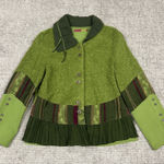 All Beautiful Enjoy Cardigan Womens 46 Green Art to Wear Button Front Artsy Size L Photo 0