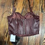 Akira NWT burgundy pleather Corset with Rhinestone Accents Photo 2