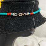 Sterling Silver and Turquoise Heart and Evil Eye necklace Red Photo 1