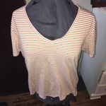 American Eagle  mustard stripe V-neck T-shirt Photo 0