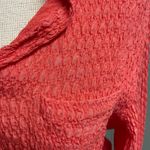 Chico's Vintage  Design Textured Silk Button Down Coral Shirt Size 2 Large Classic Photo 1